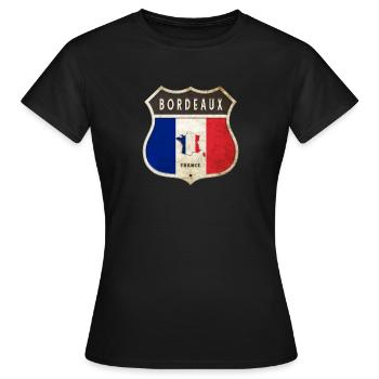 Bordeaux Frankreich Wappen Flaggen Design - Frauen T-Shirt - Schwarz - Vorne - AI Model Female 172 dark (172cm)