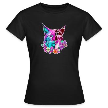 Lynx Cat Couleurs d’été - T-shirt Femme - noir - Devant - AI Model Female 172 dark (172cm)