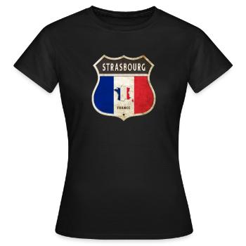 Straßburg Frankreich Wappen Flaggen Design - Frauen T-Shirt - Schwarz - Vorne - AI Model Female 172 dark (172cm)