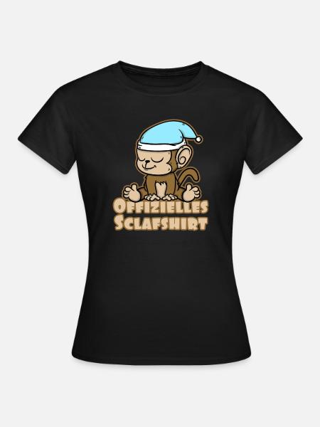 Offizielles Schlafshirt süßes Äffchen - Frauen T-Shirt - Schwarz