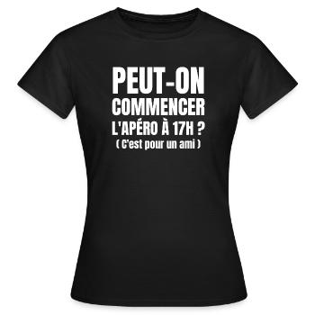 apéritif, apéritif humour, apéro - T-shirt Femme - noir - Devant - AI Model Female 172 dark (172cm)