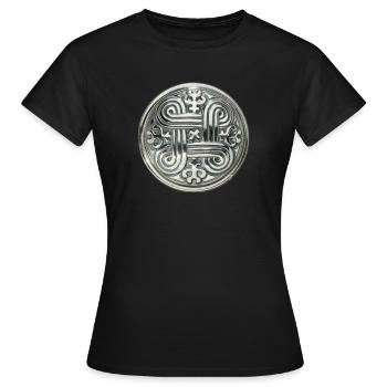 Kaleva Silber Ornament - Frauen T-Shirt - Schwarz - Vorne - AI Model Female 172 dark (172cm)
