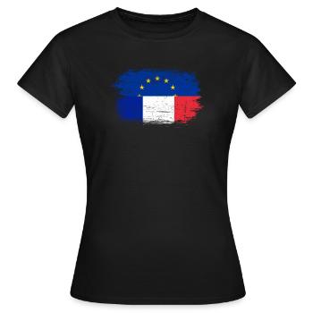 Pinselstrich EU Frankreich Flagge Mashup - Frauen T-Shirt - Schwarz - Vorne - AI Model Female 172 dark (172cm)