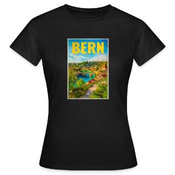 Bern Panorama Aare & Old Town - Women's T-Shirt - black - Front - AI Model Female 172 dark (172cm)
