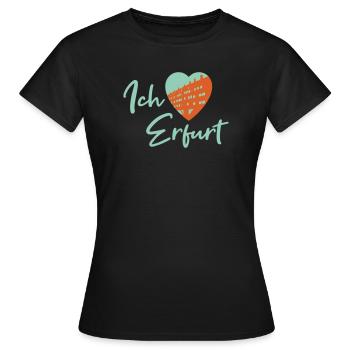 Ich liebe Erfurt - Schriftzug - Frauen T-Shirt - Schwarz - Vorne - AI Model Female 172 dark (172cm)