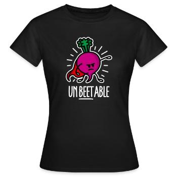 Drôle de betterave Betterave Super-héros Jeu de mots Dessin animé - T-shirt Femme - noir - Devant - AI Model Female 172 dark (172cm)