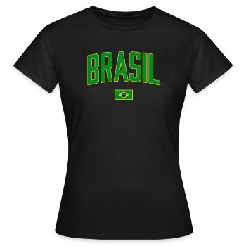 Brasil Vintage Schriftzug mit Flagge - Frauen T-Shirt - Schwarz - Vorne - AI Model Female 172 dark (172cm)