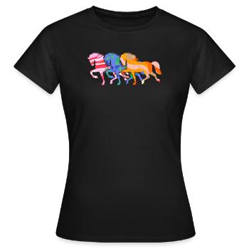 IJslandse Paarden Galop Paarden Liefde IJslanders - Vrouwen T-shirt - zwart - Voor - AI Model Female 172 dark (172cm)
