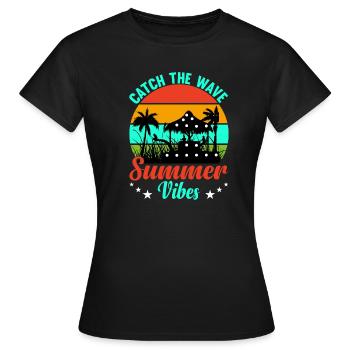 Sommer Sommer Fangen Sie die Welle - Frauen T-Shirt - Schwarz - Vorne - AI Model Female 172 dark (172cm)
