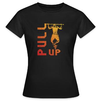 Klimmzug-Silhouette im Farbverlauf - Frauen T-Shirt - Schwarz - Vorne - AI Model Female 172 dark (172cm)