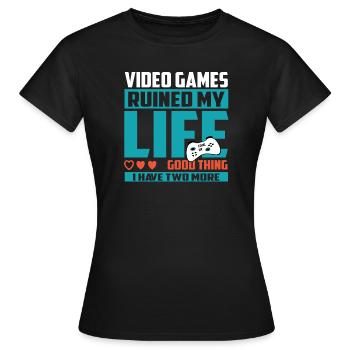 Gamer Extra Leben - Frauen T-Shirt - Schwarz - Vorne - AI Model Female 172 dark (172cm)