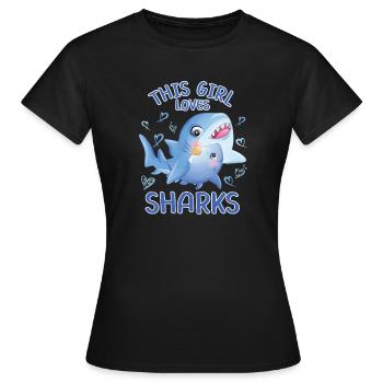 Dieses Maedchen Liebt Haie - Frauen T-Shirt - Schwarz - Vorne - AI Model Female 172 dark (172cm)