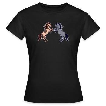 Pferdenarr Galopp Pferdeliebe Islandpferde - Frauen T-Shirt - Schwarz - Vorne - AI Model Female 172 dark (172cm)