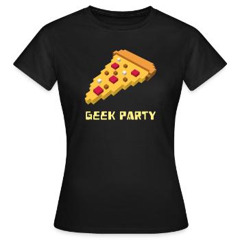 Geek Party pizza pixel : gaming retro 8-bit cadeau - T-shirt Femme - noir - Devant - AI Model Female 172 dark (172cm)