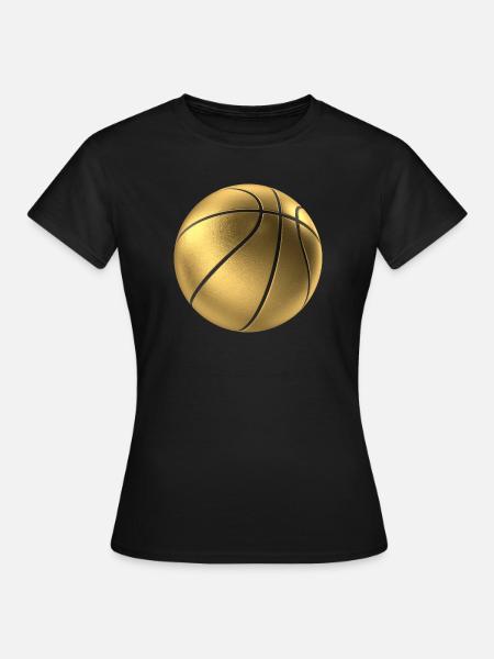 Design dorato del basket su abbigliamento sportivo - Maglietta da donna - nero