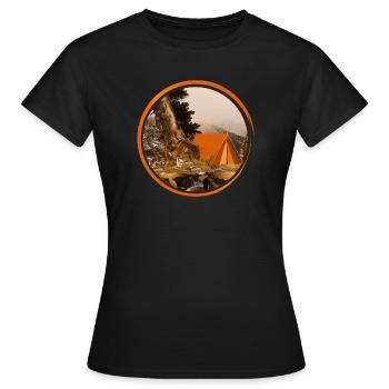 nostalgic tent - camping in nature - Women's T-Shirt - black - Front - AI Model Female 172 dark (172cm)