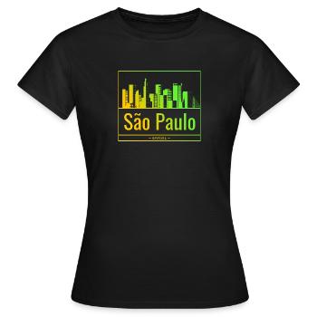 La skyline de São Paulo en dégradé néon - T-shirt Femme - noir - Devant - AI Model Female 172 dark (172cm)