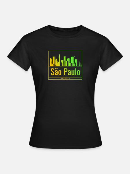 La skyline de São Paulo en dégradé néon - T-shirt Femme - noir
