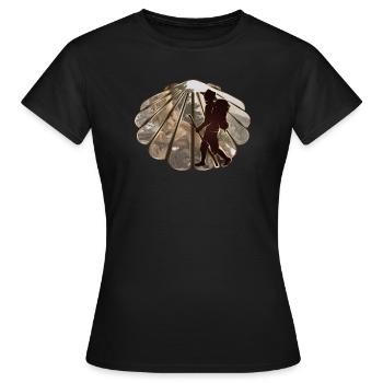 Un pèlerin ou un randonneur sur un chemin de pèlerinage - T-shirt Femme - noir - Devant - AI Model Female 172 dark (172cm)