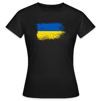 Hinweis Pinselstrich Ukraine - Frauen T-Shirt - Schwarz - Vorne - AI Model Female 172 dark (172cm)