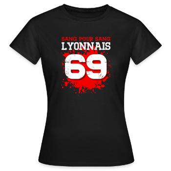 Sang pour Sang Lyonnais - T-shirt Femme - noir - Devant - AI Model Female 172 dark (172cm)