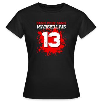 Sang pour Sang Marseillais - T-shirt Femme - noir - Devant - AI Model Female 172 dark (172cm)