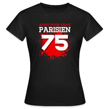 Sang Pour Sang Parisien - 75 - T-shirt Femme - noir - Devant - AI Model Female 172 dark (172cm)