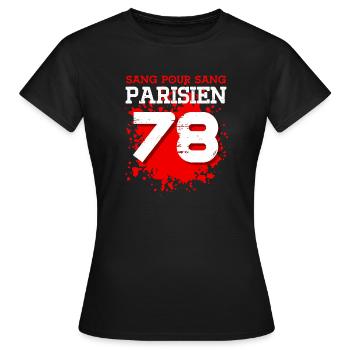 Sang Pour Sang Parisien - 78 - T-shirt Femme - noir - Devant - AI Model Female 172 dark (172cm)
