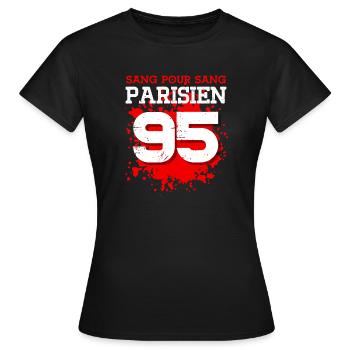 Sang Pour Sang Parisien - 95 - T-shirt Femme - noir - Devant - AI Model Female 172 dark (172cm)