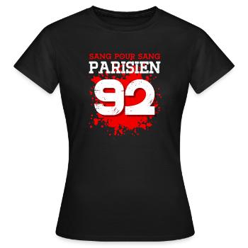 Sang Pour Sang Parisien - 92 - T-shirt Femme - noir - Devant - AI Model Female 172 dark (172cm)