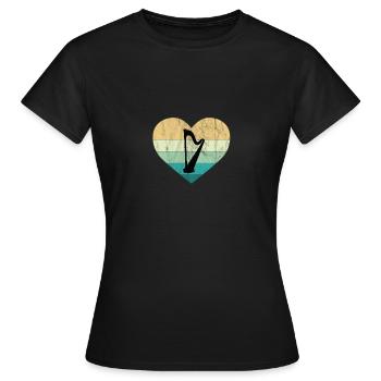 Irlande - J’adore la harpe irlandaise - T-shirt Femme - noir - Devant - AI Model Female 172 dark (172cm)