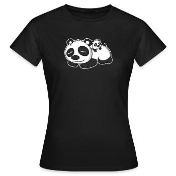 Panda Papa mit Baby Panda - Frauen T-Shirt - Schwarz - Vorne - AI Model Female 172 dark (172cm)