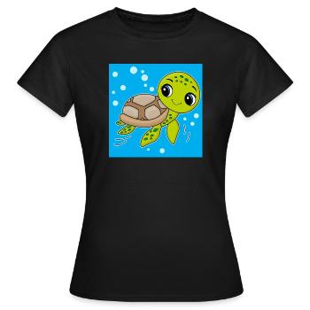 Tortue, animal mignon, océan - T-shirt Femme - noir - Devant - AI Model Female 172 dark (172cm)
