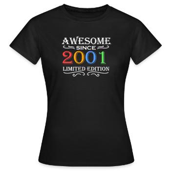 2001 - Jahrgang 2001 - Fantastisch seit 2001 - Frauen T-Shirt - Schwarz - Vorne - AI Model Female 172 dark (172cm)