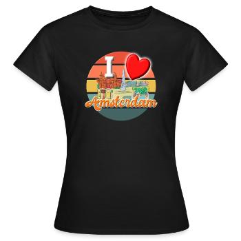 I love Amsterdam Urlaubs T-Shirt - Frauen T-Shirt - Schwarz - Vorne - AI Model Female 172 dark (172cm)
