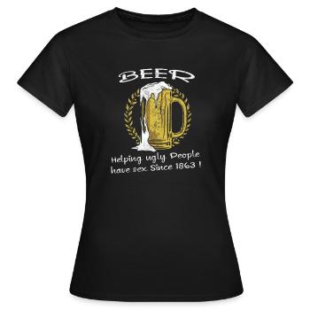 Cooles Bier Shirt Motiv Bier verhilft zu sex - Frauen T-Shirt - Schwarz - Vorne - AI Model Female 172 dark (172cm)