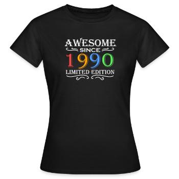 1990 - Jahrgang 1990 - Fantastisch seit 1990 - Frauen T-Shirt - Schwarz - Vorne - AI Model Female 172 dark (172cm)