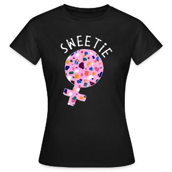 Süßigkeiten Nachspeise Naschen Süß Spruch - Frauen T-Shirt - Schwarz - Vorne - AI Model Female 172 dark (172cm)