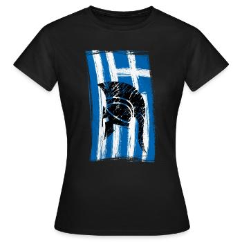 Hinweis Griechenland Helm Sparta - Frauen T-Shirt - Schwarz - Vorne - AI Model Female 172 dark (172cm)