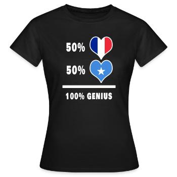 France et Somalie Genius / Cadeau - T-shirt Femme - noir - Devant - AI Model Female 172 dark (172cm)