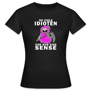 Sensenmann Damen Sarkastisch Provokation - Frauen T-Shirt - Schwarz - Vorne - AI Model Female 172 dark (172cm)