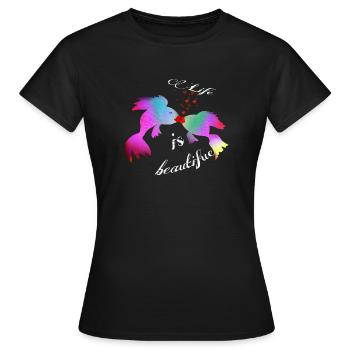 La vie est belle - T-shirt Femme - noir - Devant - AI Model Female 172 dark (172cm)