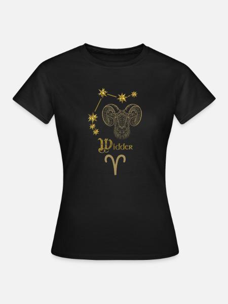 Astrologisches Sternzeichen Widder - Gold - Frauen T-Shirt - Schwarz