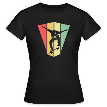 skate skateboarding symbol retro vintage Olli icon - Frauen T-Shirt - Schwarz - Vorne - AI Model Female 172 dark (172cm)