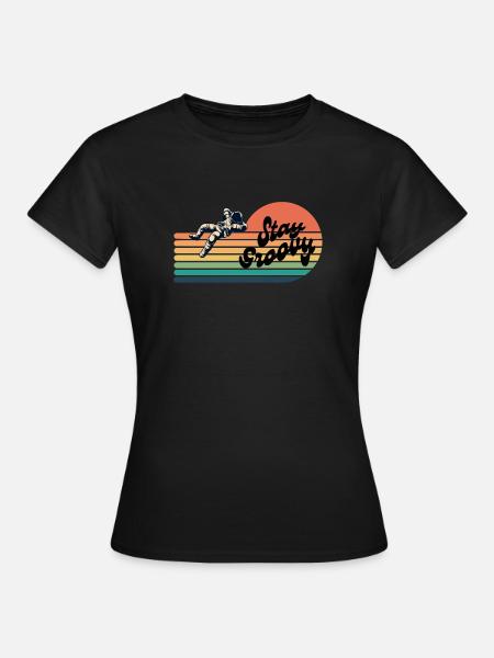 Stay Groovy -Retro Astronaut - Frauen T-Shirt - Schwarz