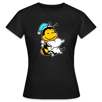 Abeille avec oreiller et bonnet de couchage - T-shirt Femme - noir - Devant - AI Model Female 172 dark (172cm)