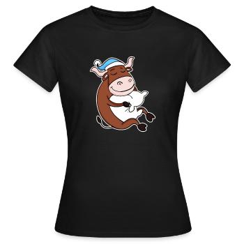 Ox with pillow and sleeping cap - Women's T-Shirt - black - Front - AI Model Female 172 dark (172cm)