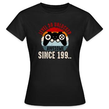 Level-30 Entsperrter Retro-Controller - Frauen T-Shirt - Schwarz - Vorne - AI Model Female 172 dark (172cm)