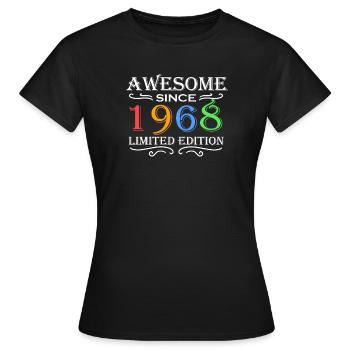 1968 - Born 1968 - Women's T-Shirt - black - Front - AI Model Female 172 dark (172cm)