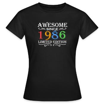 1986 - Born 1986 - Women's T-Shirt - black - Front - AI Model Female 172 dark (172cm)